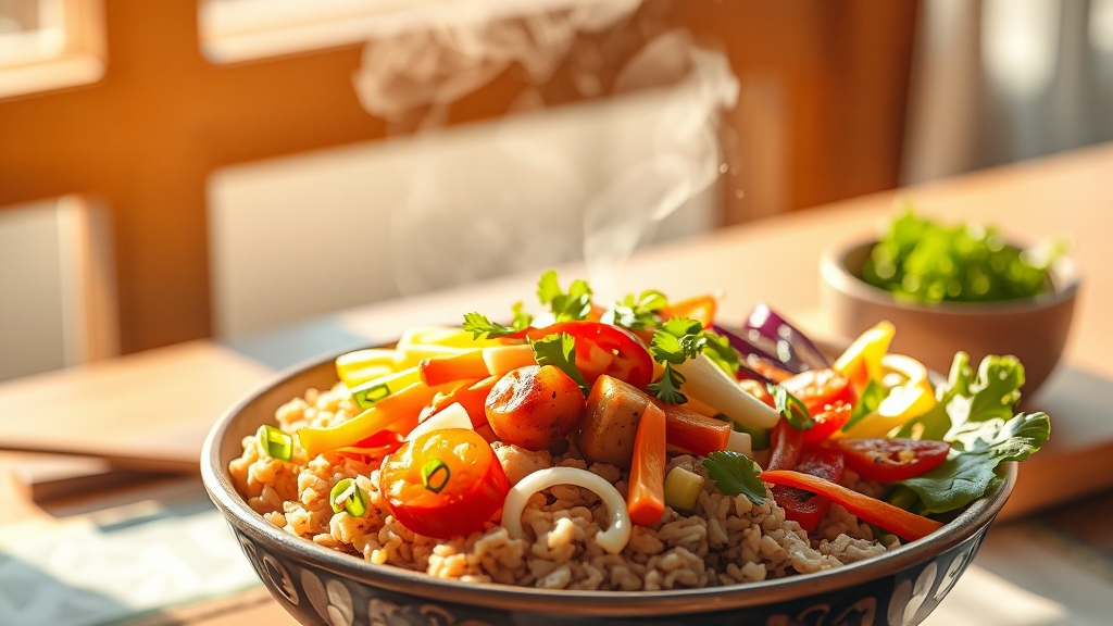 비빔밥 혈당지수(GI) 이해 (watercolor 스타일)