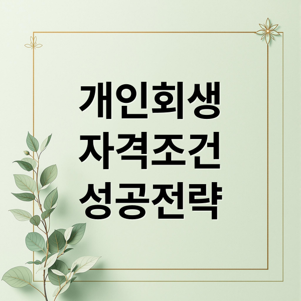개인회생
자격조건
성공전략 (개인회생 변호사 법무사 선임)