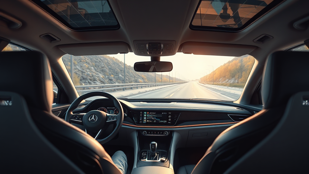 미래 자동차 디스플레이 기술 발전 방향 (realistic 스타일)