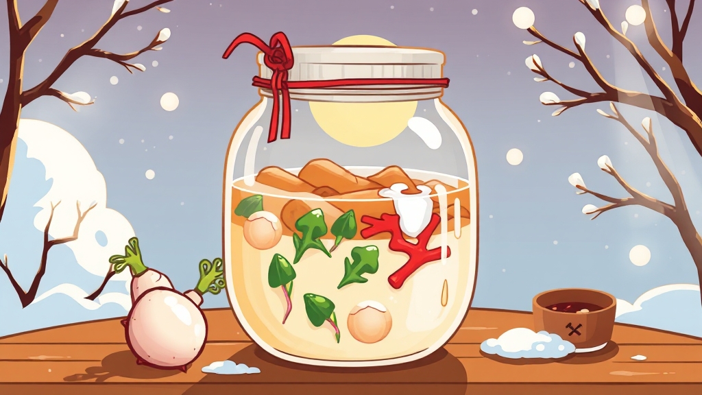 동치미 국물 황금 비율 레시피 (cartoon 스타일)