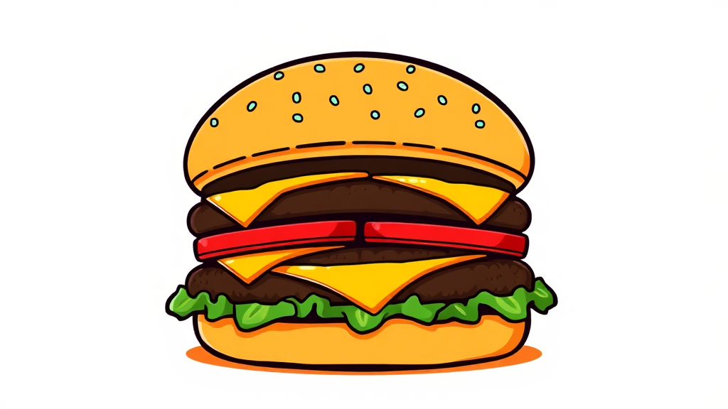 버거의 푸짐함을 강조하는 실사풍 이미지