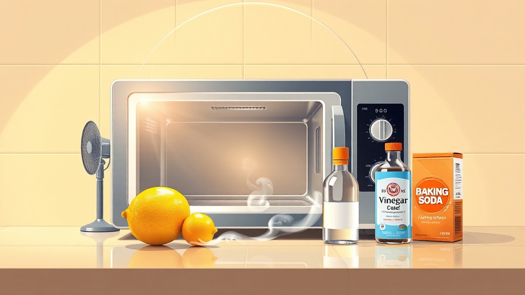 식초, 레몬, 베이킹소다 활용 청소법 (illustration 스타일)