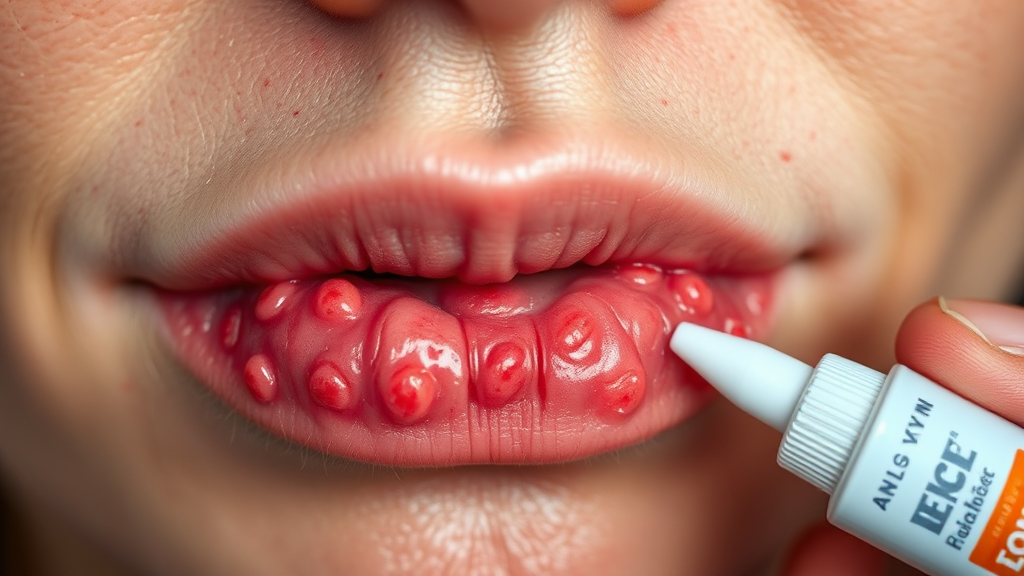 입술 헤르페스 초기 증상 (realistic 스타일)