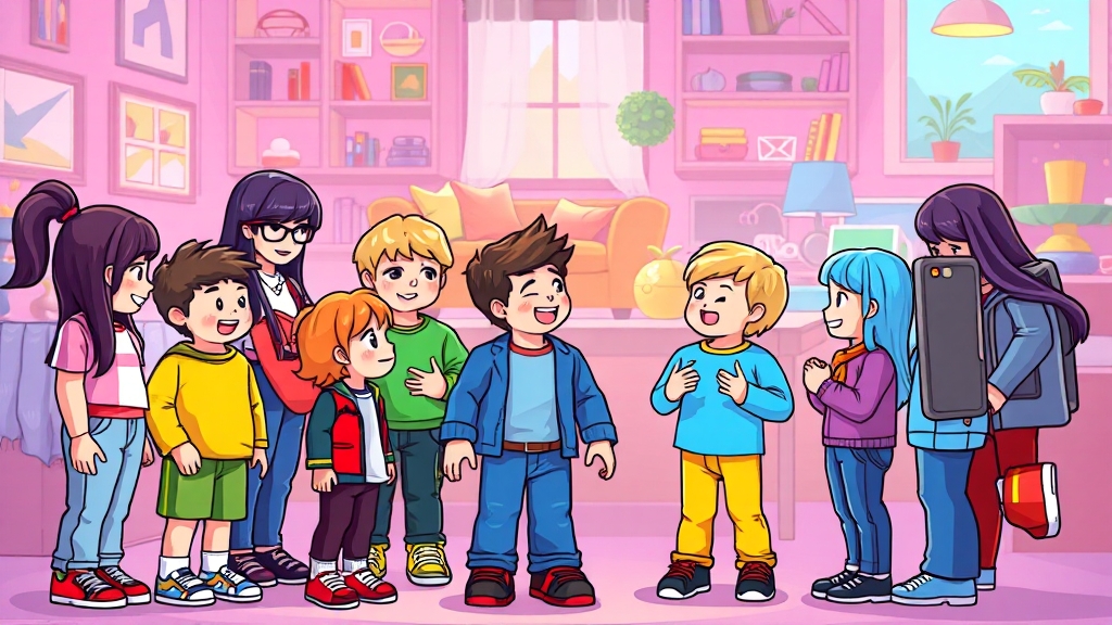 알파 세대와 로블록스 (cartoon 스타일)