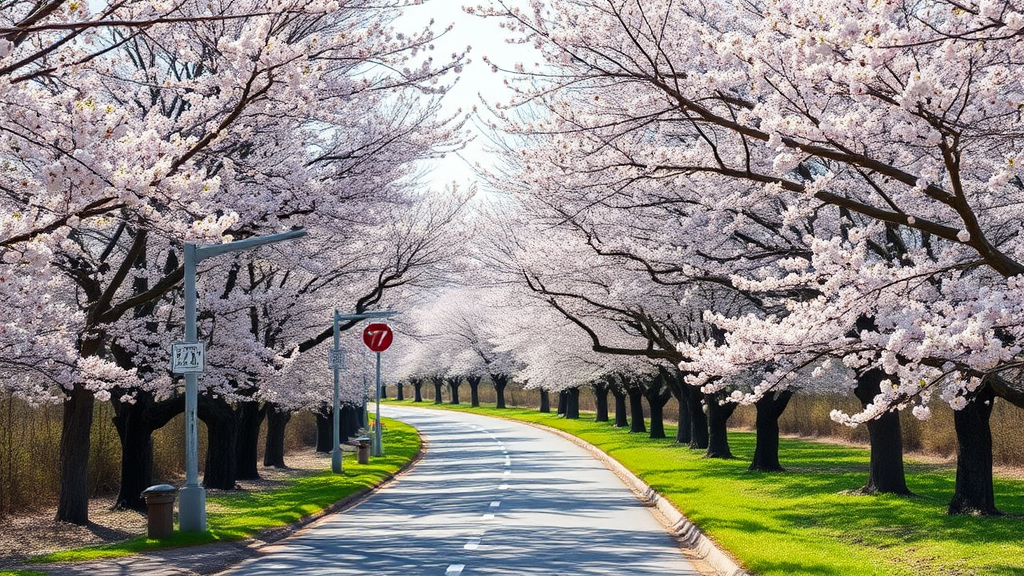 진주 매화숲 개방 정보 및 방문 시기 (realistic 스타일)