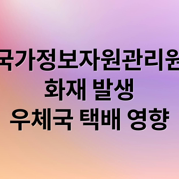 국가정보자원관리원
화재 발생
우체국 택배 영향 (국가정보자원관리원 화재 우체국 택배 조회,국가정보자원관리원 화재 해킹, 국가정보관리원 화재 원인)