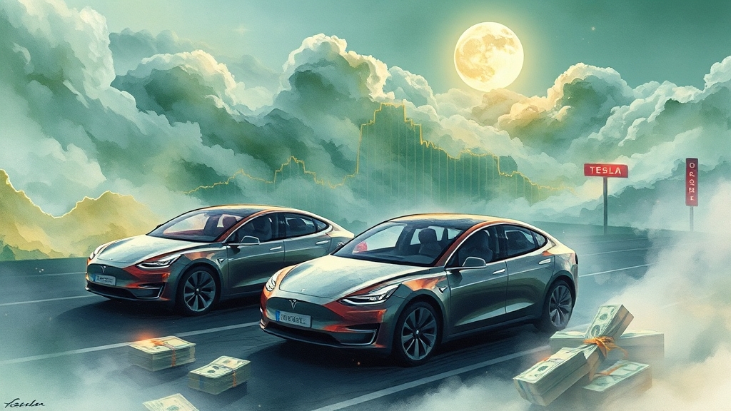 테슬라 주가, 무엇에 흔들릴까? (watercolor 스타일)