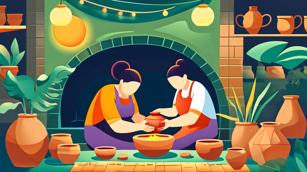 다채로운 체험 프로그램: 나만의 도자기 만들기 (illustration 스타일)