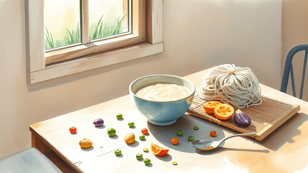 위장에 부담 없는 여름 간식 (watercolor 스타일)