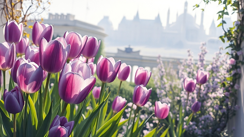 보라색 튤립: 품격과 신비 (watercolor 스타일)