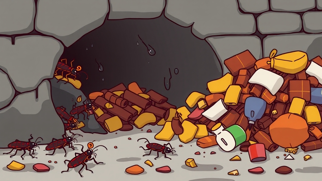 바퀴벌레 유입 경로와 위험성 (cartoon 스타일)