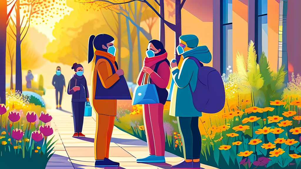 꽃 알레르기, 어떻게 대처하고 예방할까? (cartoon 스타일)