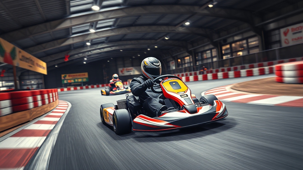 레저 카트 체험 안내 (realistic 스타일)