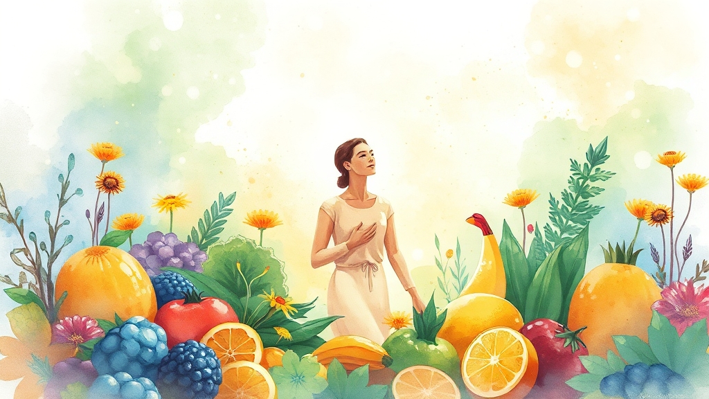 면역력 높이는 영양소와 식습관 (watercolor 스타일)