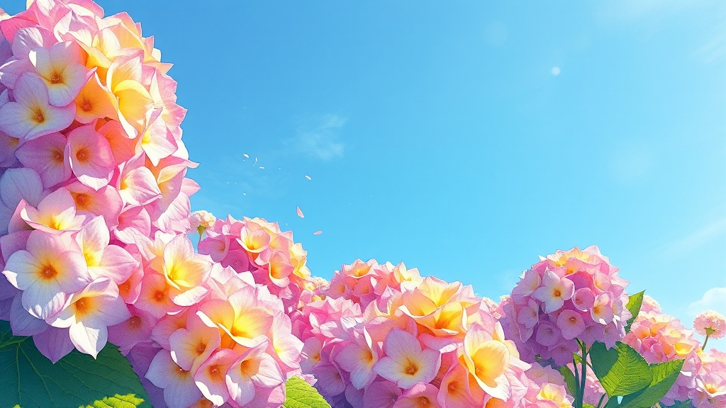 수국 축제, 화사한 꽃들의 향연 (illustration 스타일)