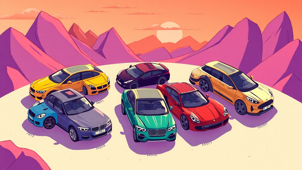 연식과 모델별 시세 차이 (cartoon 스타일)