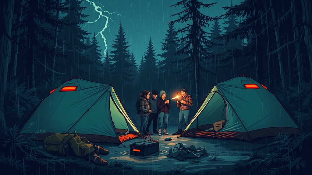 우중캠핑, 어떤 위험이 있을까요? (illustration 스타일)