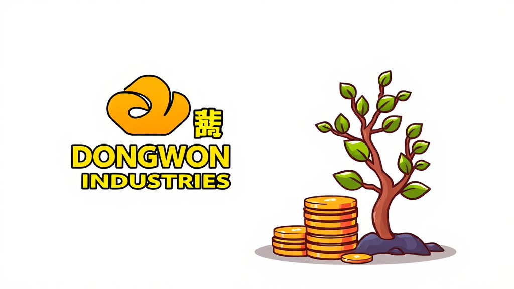 동원산업의 배당 정책 및 투자 전략 (cartoon 스타일)