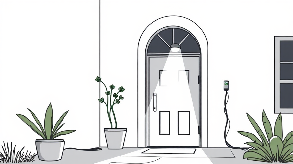 새 센서등 설치 및 배선 연결 (illustration 스타일)