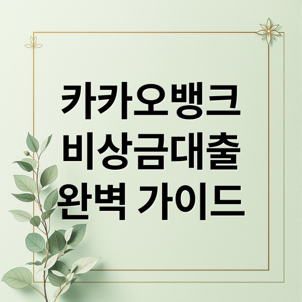 카카오뱅크
비상금대출
완벽 가이드 (카카오뱅크 비상금대출 한도)