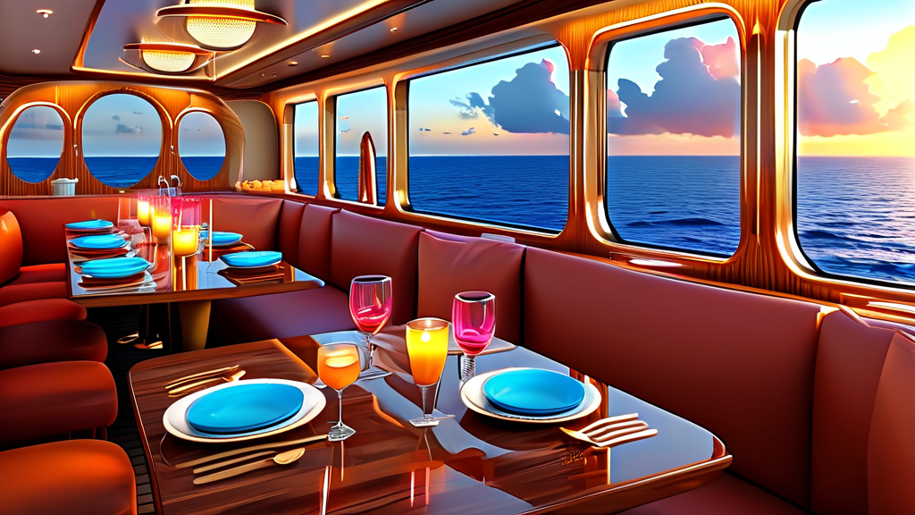 매혹적인 선상 경험: 다채로운 즐길 거리와 미식 탐험 (realistic 스타일)