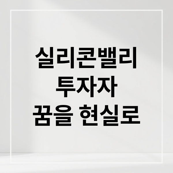 실리콘밸리
투자자
꿈을 현실로 (실리콘밸리 투자자 창업자 투자)