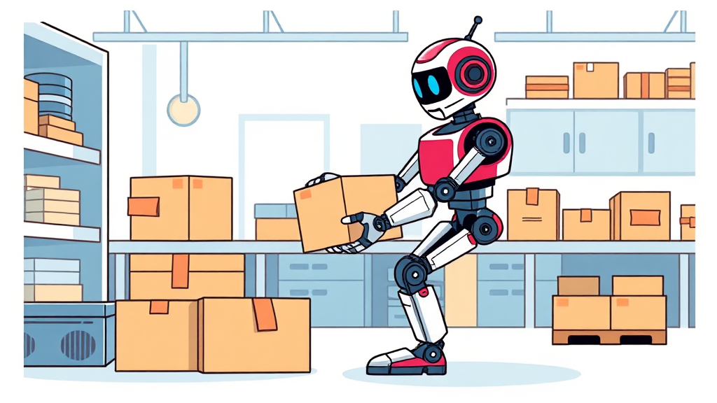 양팔 로봇의 혁신: 포장 작업 자동화의 새로운 지평 (cartoon 스타일)