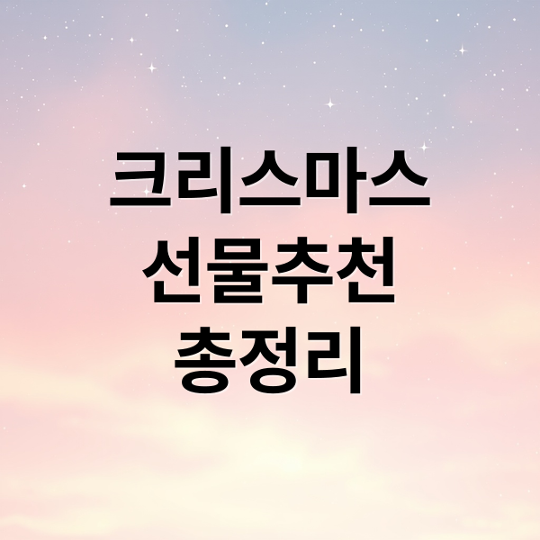 크리스마스
선물추천
총정리 (크리스마스 선물 추천)