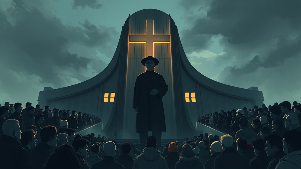 통일교 논란과 비판 (illustration 스타일)