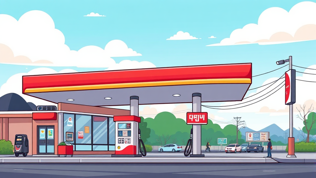 지역별 기름값 차이와 최저가 주유소 정보 (cartoon 스타일)
