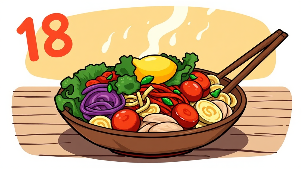 봄동 비빔밥, 18년의 세월을 뛰어넘은 맛의 가치 (cartoon 스타일)