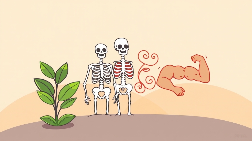 갱년기 영양제, 핵심 성분은 무엇? (cartoon 스타일)