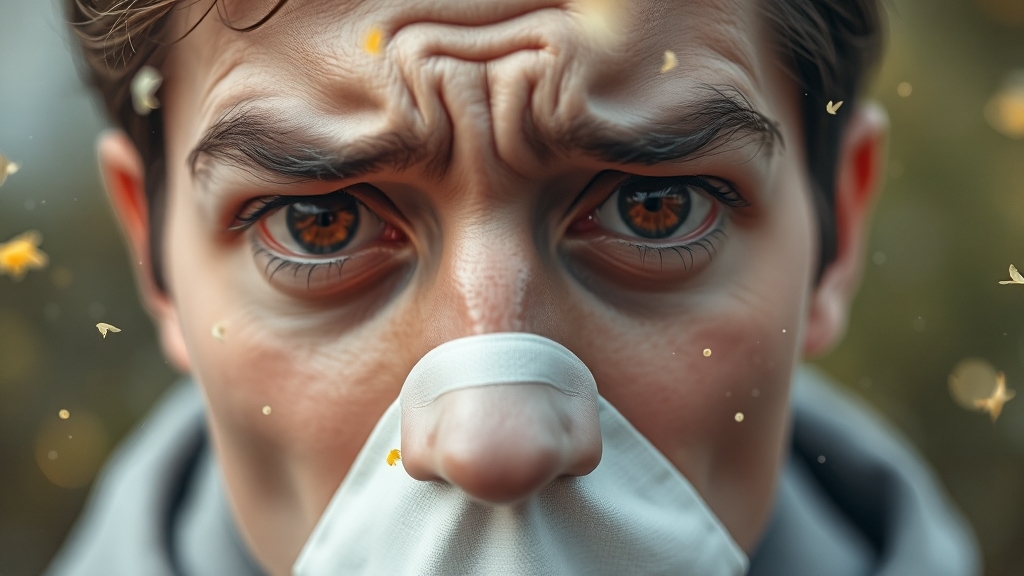 꽃가루 알레르기 원인과 증상 (realistic 스타일)