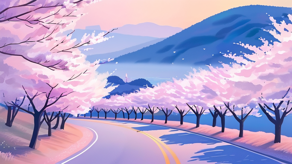 나만 아는 특별한 벚꽃 명소 탐험 (watercolor 스타일)