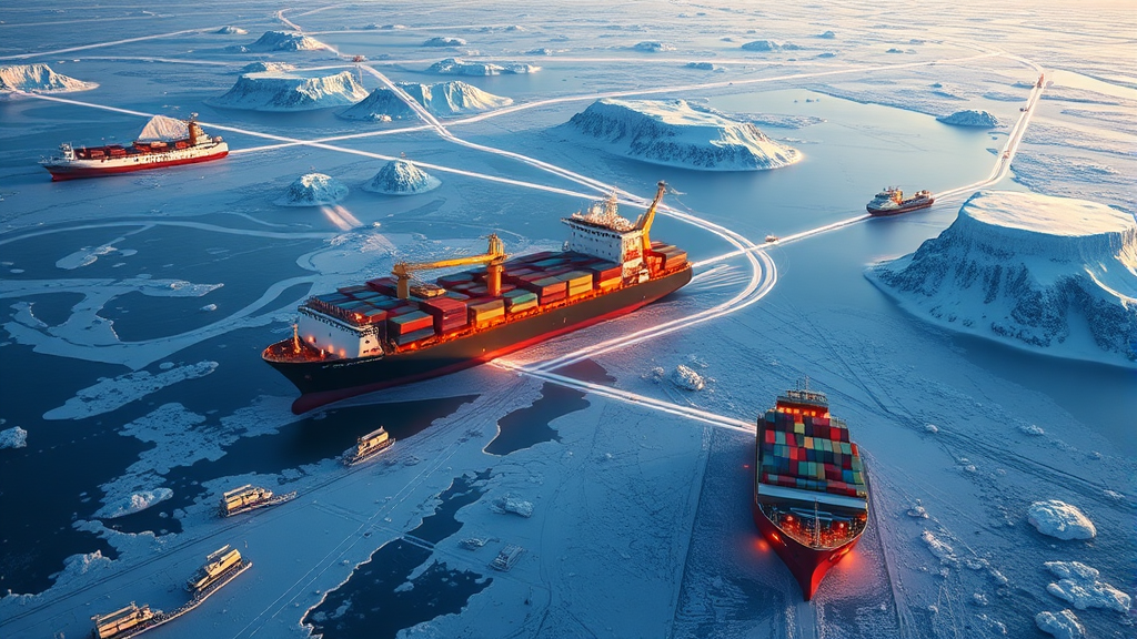 미래 시나리오: 지정학적 리스크와 물류의 재편 (realistic 스타일)