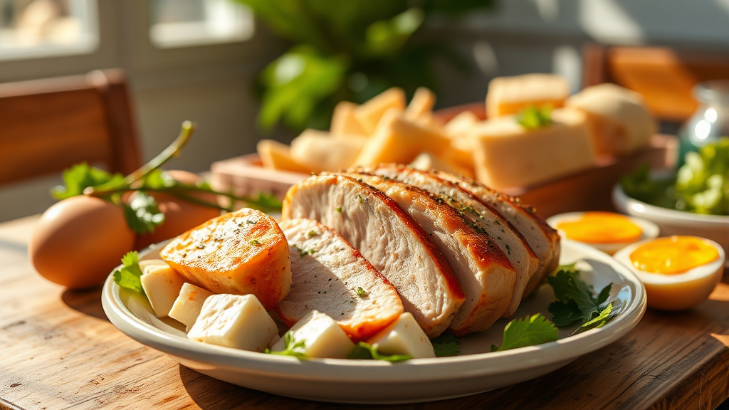 다이어트 단백질 식단 구성 (realistic 스타일)