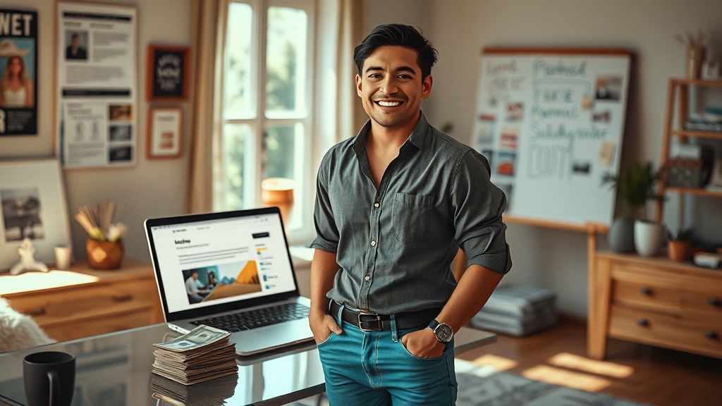 N잡 시대, 블로그 부업 도전 (realistic 스타일)