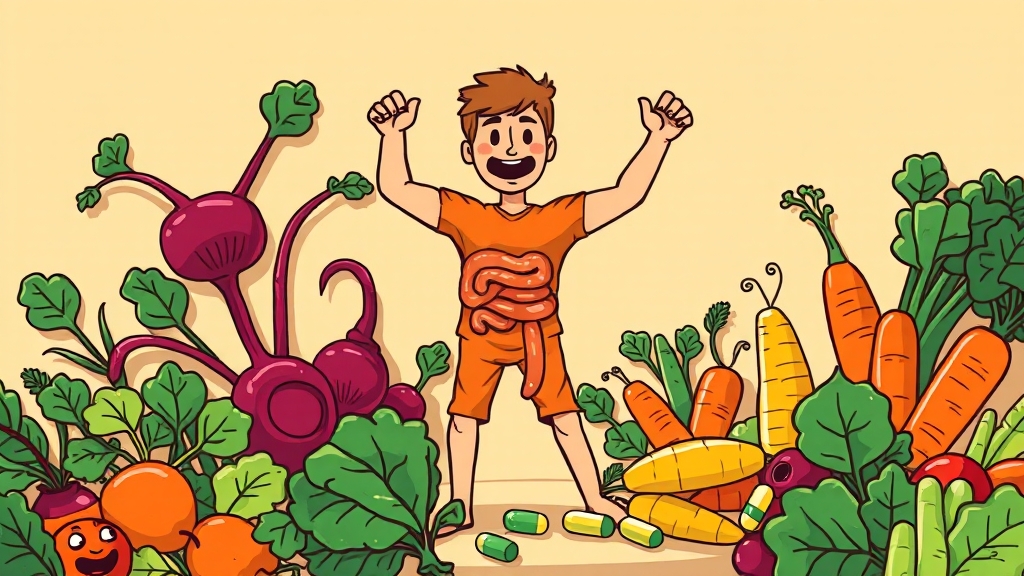 장 건강 개선: 생활 속 실천법 (cartoon 스타일)