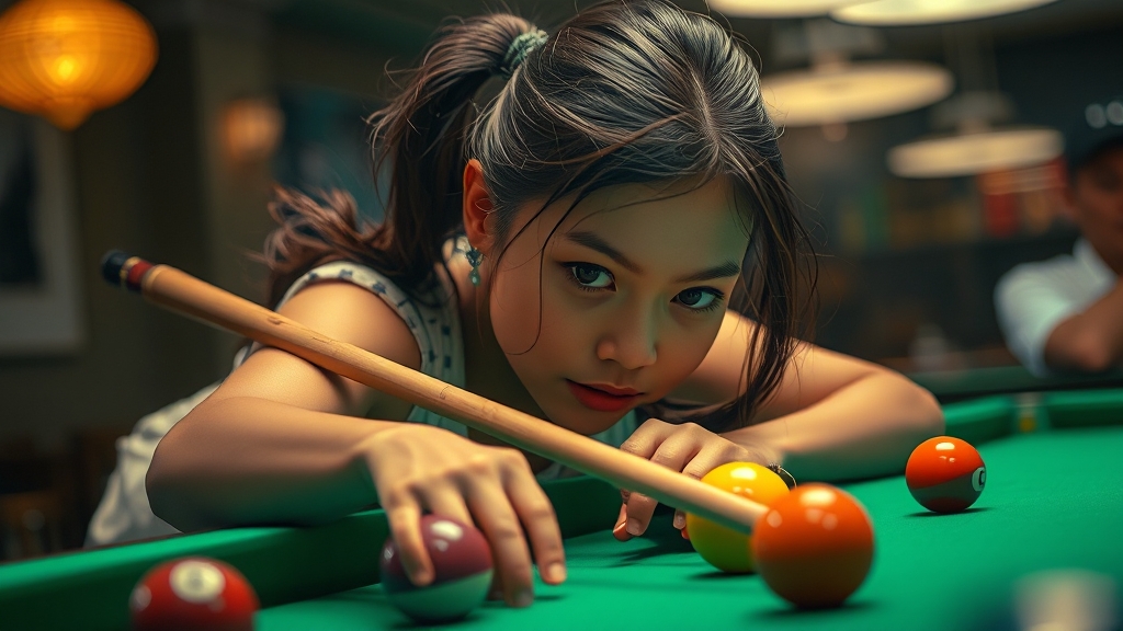 스롱 피아비의 당구 스타일 및 기술 (realistic 스타일)