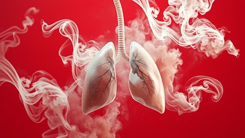 폐암의 주요 원인과 위험 요인 (watercolor 스타일)