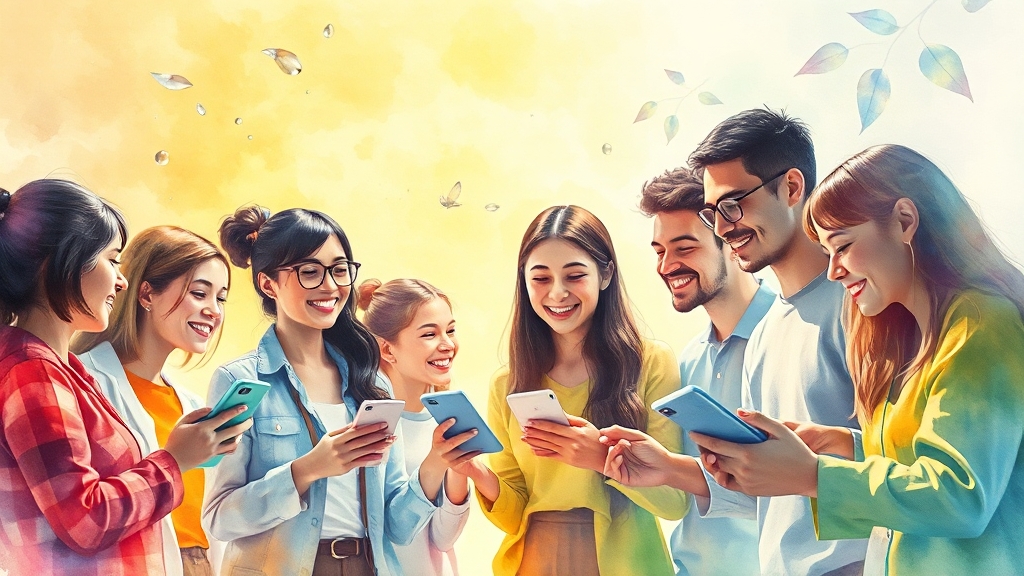 PC & 모바일 앱 활용 스마트 학습 (watercolor 스타일)