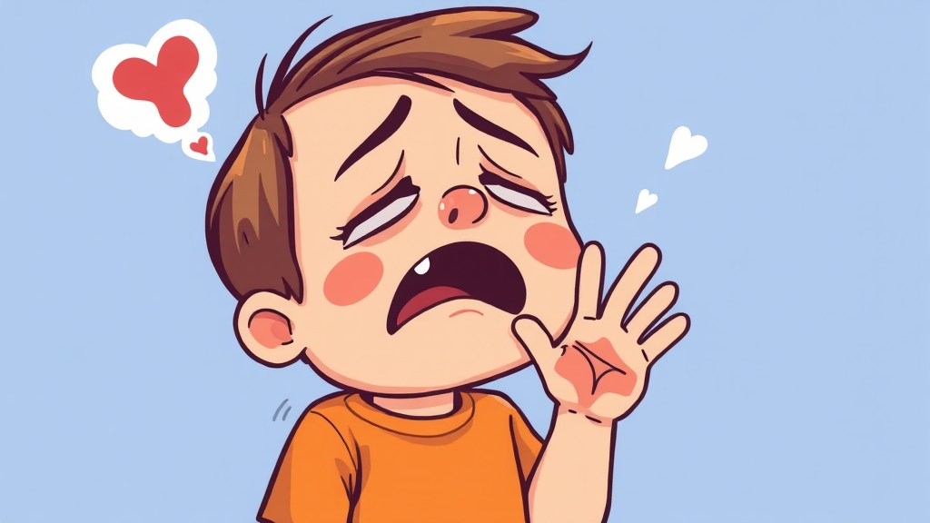 수족구 초기 증상 (cartoon 스타일)