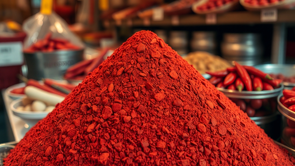 고춧가루 1근 용량 완벽 정리 (realistic 스타일)