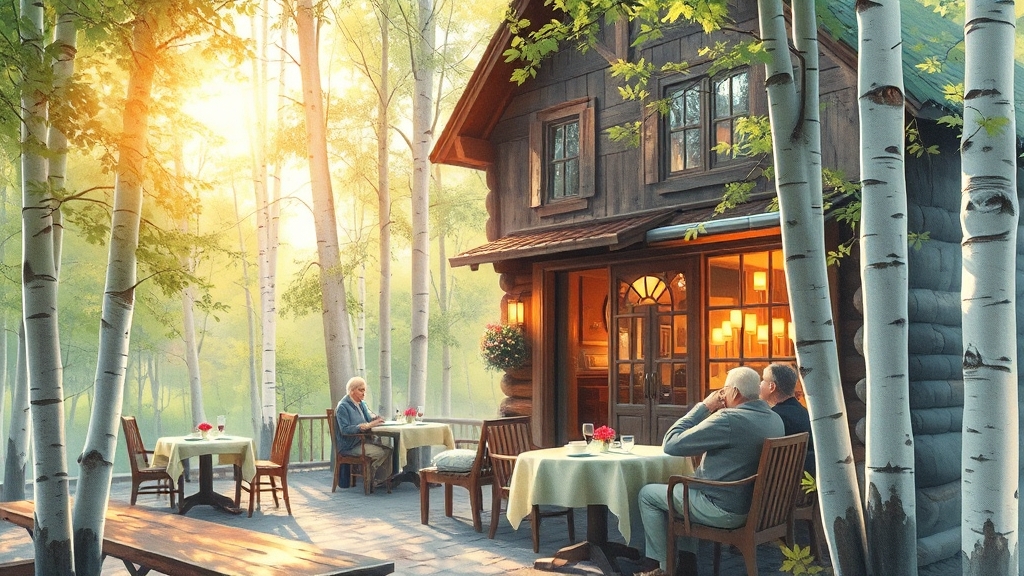 편의 시설 (카페, 레스토랑) (watercolor 스타일)