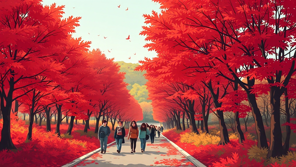 2025년 단풍 절정 시기 및 관람 포인트 (cartoon 스타일)