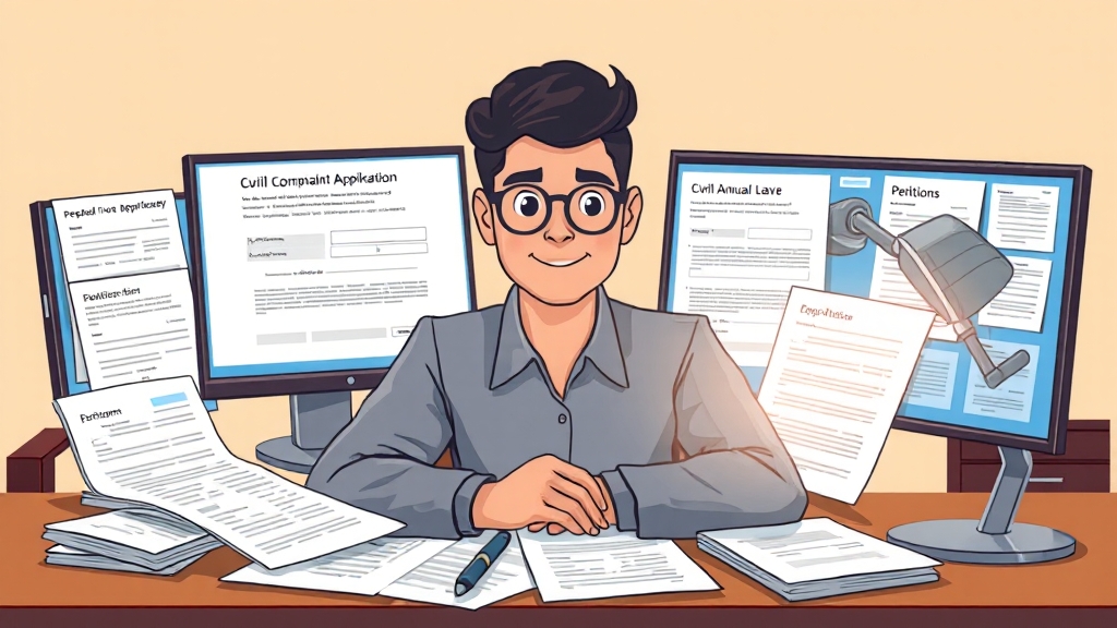 미지급 연차수당, 진정서 제출 준비 (illustration 스타일)