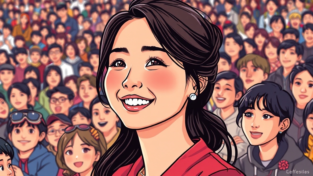 대중 반응, 정수지 씨 미모에 감탄 (cartoon 스타일)