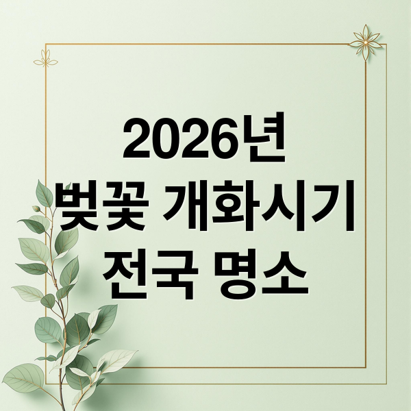 2026년
벚꽃 개화시기
전국 명소 (벚꽃 명소 추천)