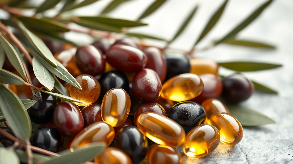 나에게 맞는 올리브오일 캡슐 선택 가이드 (realistic 스타일)