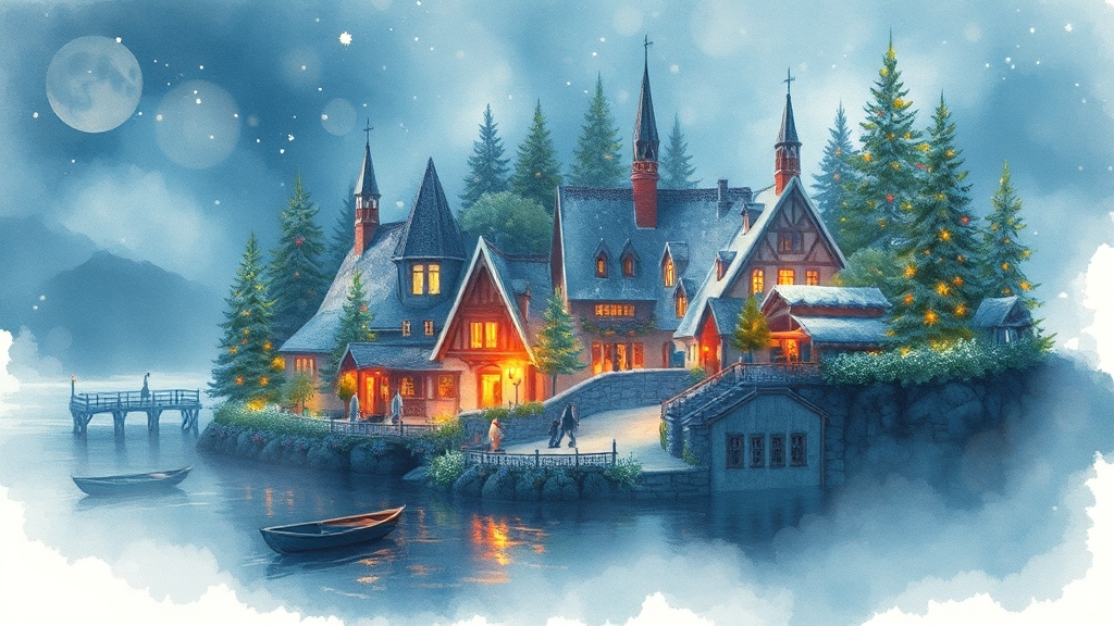 허브아일랜드 빛축제: 낭만적인 밤 (watercolor 스타일)